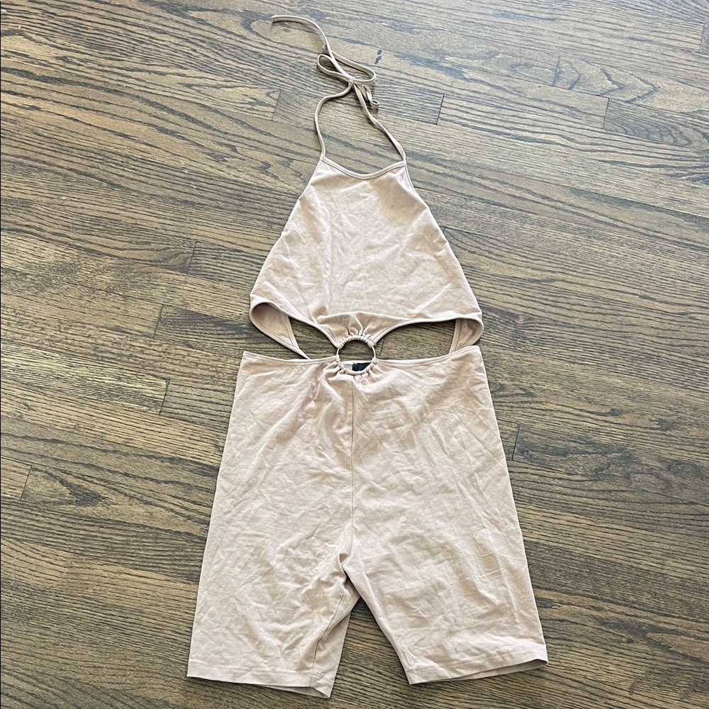 Motel Rocks Beige Halter Jumpsuit